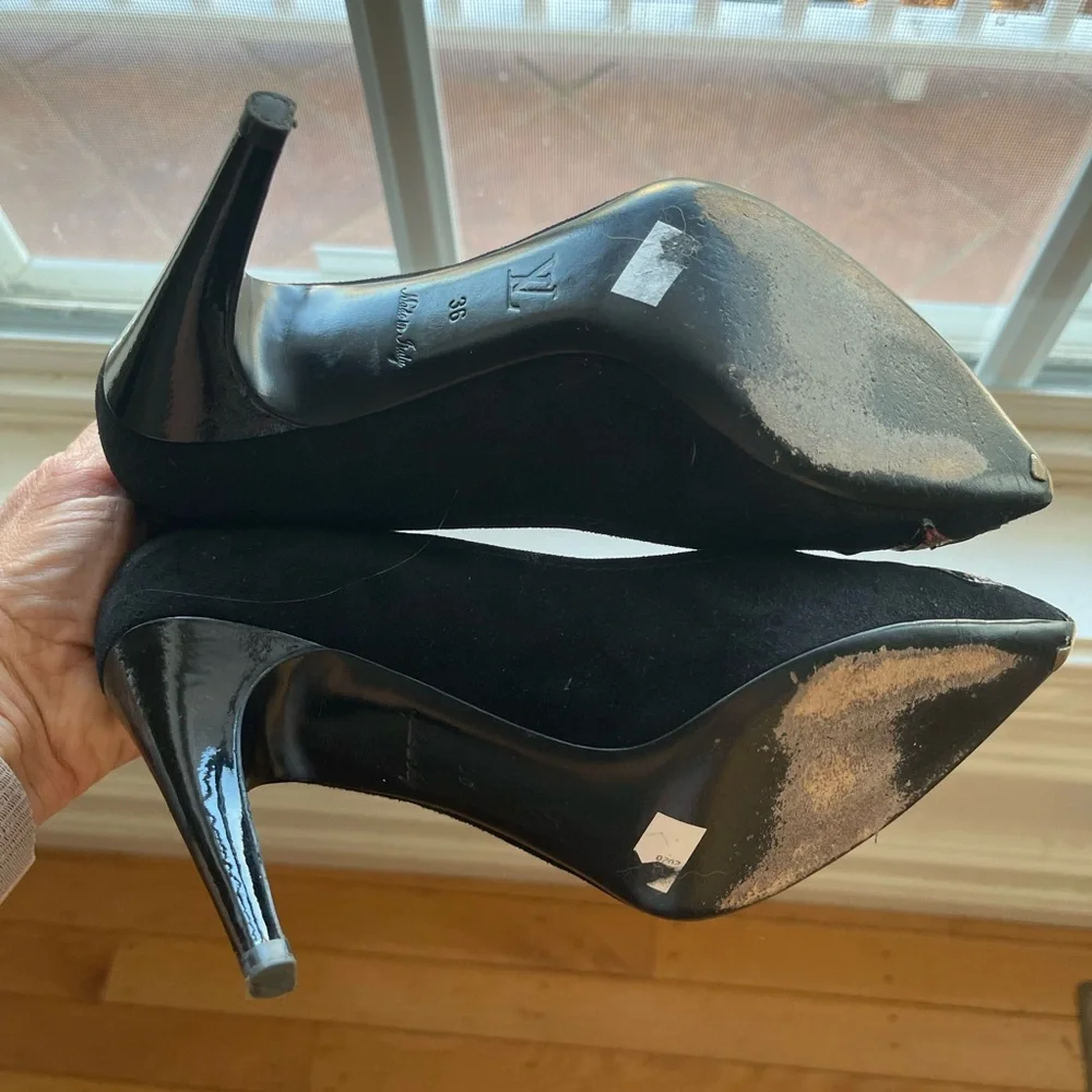 Louis Vuitton Black Suede High Heels - Stephen Sprouse Roses - EU 36 - Picture 13 of 15